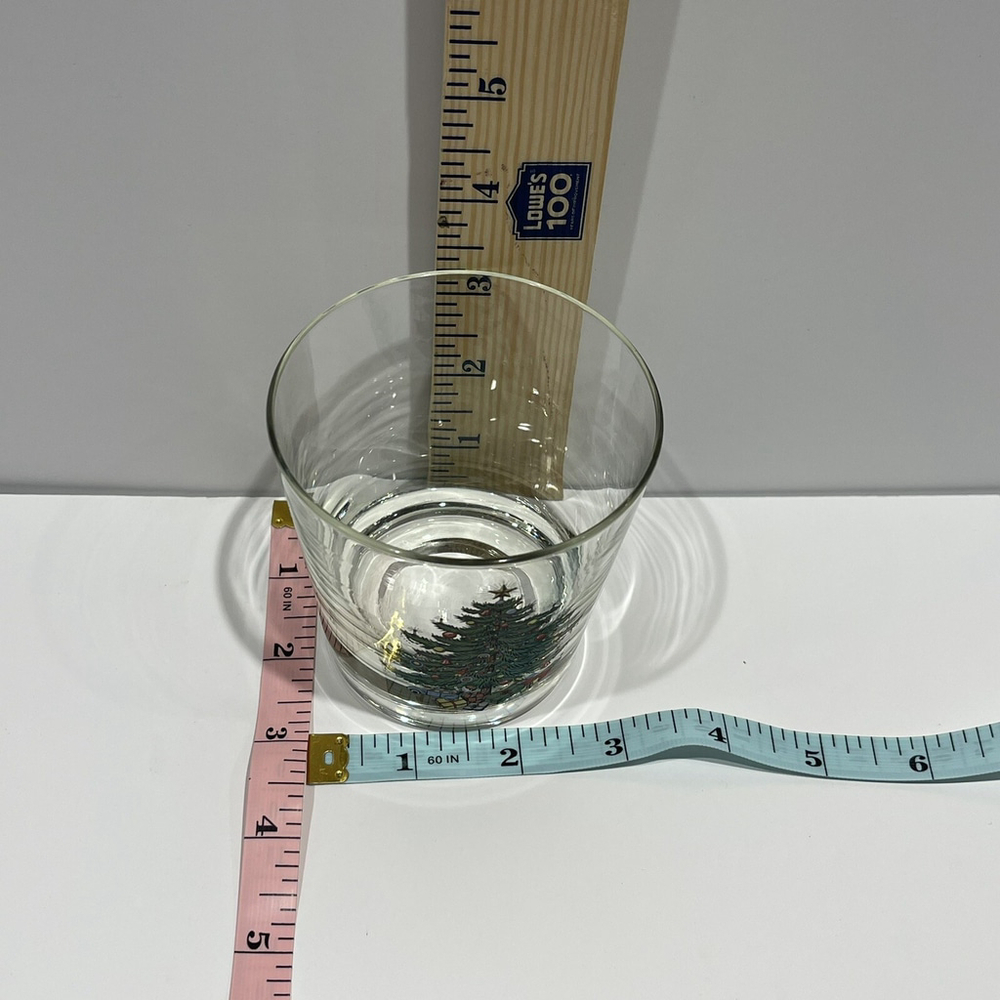Vintage Christmas Tree Print Low Ball Whiskey Glasses 3.25” EUC FLAWED READ - Picture 9 of 9